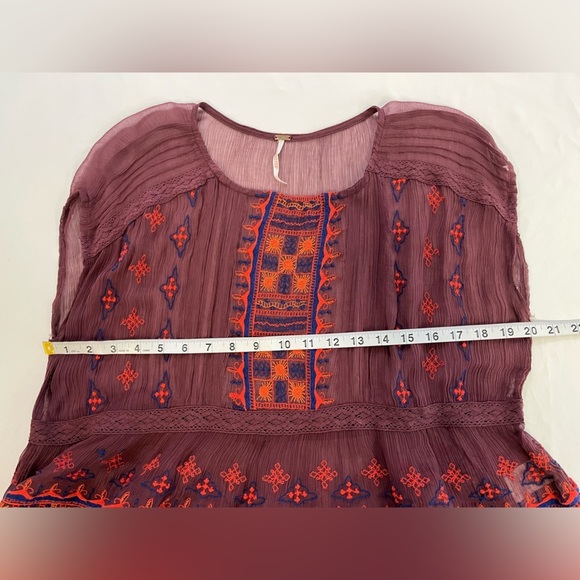 Free People All Your Feelings Sheer Blouse Purple + Orange Sleeveless Top, sz XS - Picture 12 of 14